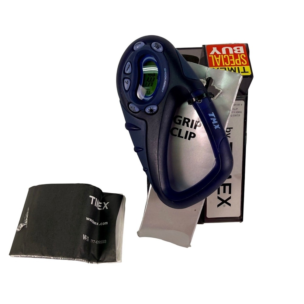 Timex TMX Grip Clip Digital Carabiner Watch Blue P2420 LC Y2K NOS Working